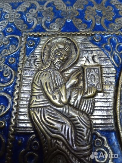 Большая икона Николай Чудотворец, 19 век, эмаль