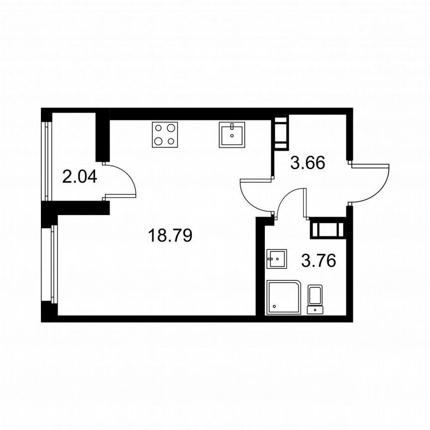 Квартира-студия, 27,2 м², 7/9 эт.