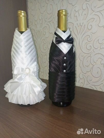 Украшения на бутылки свадебные