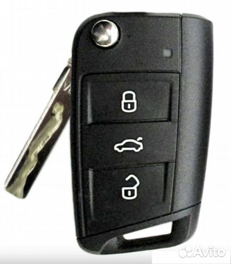 Чехол на выкидной ключ TPU Skoda Volkswagen / Шкода Фольксваген blue