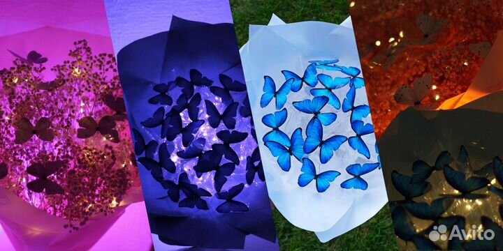 Букет из бабочек с гипсофилами