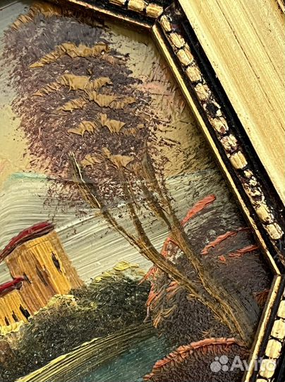 Картина антикварная живопись в раме дерево