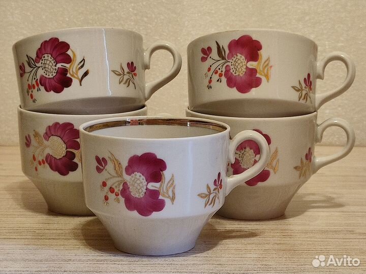 Чашки чайные. Фарфор. СССР. Клеймо. Цена за 5 штук