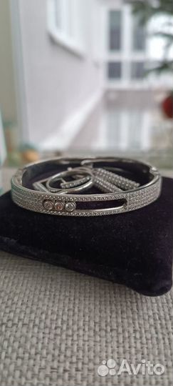 Серебряный браслет,серьги, кольцо комплект 925
