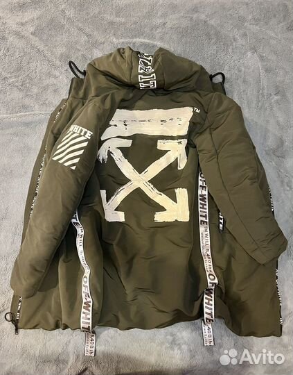 Куртка Off White унисекс M парка зимняя оливковая
