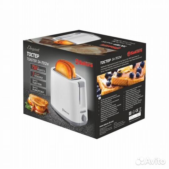 Тостер. 750 Вт. 7 режимов. 7612