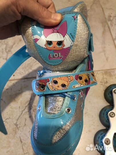 Коньки роликовые детские с изображением куклы лол