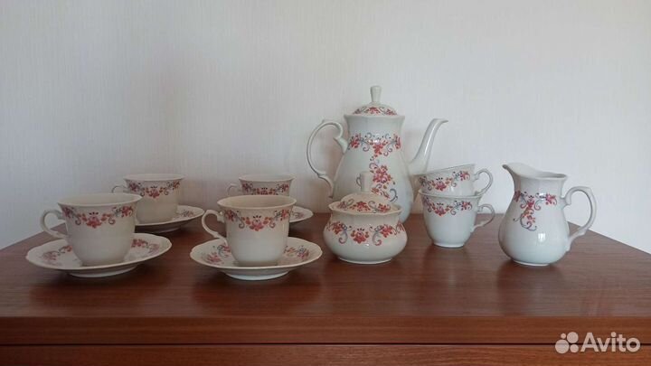 Сервиз чайный на 6 персон, фарфор чсср антиквариат