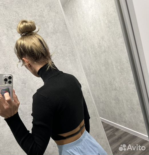 Кофта черная женская 44 укороченная