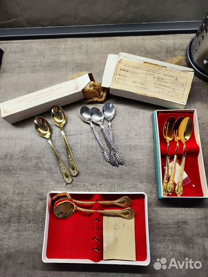 Чайные ложки из мельхиора СССР, позолота