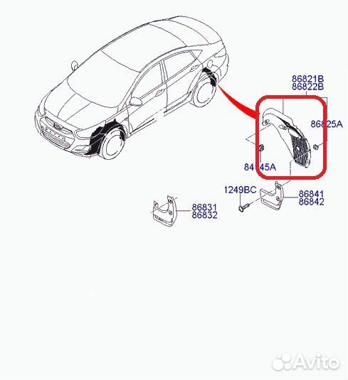 Локер (подкрылок) задний левый Hyundai Solaris