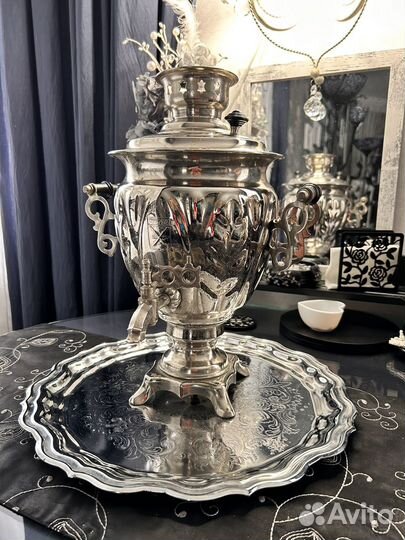 Самовар тульский электрический, поднос