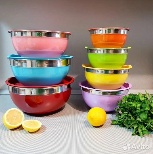 Набор Миски матрешки 7 штук разноцветные