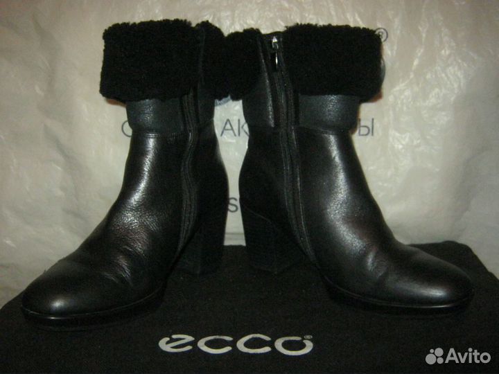 38 ecco ботильоны сапоги кожаные утепленные женск