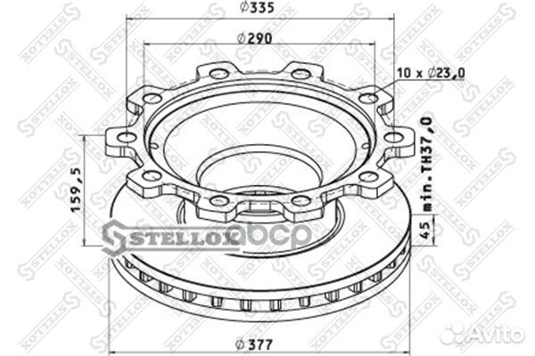 85-00808-SX диск тормозной 377/290x45/160,10n