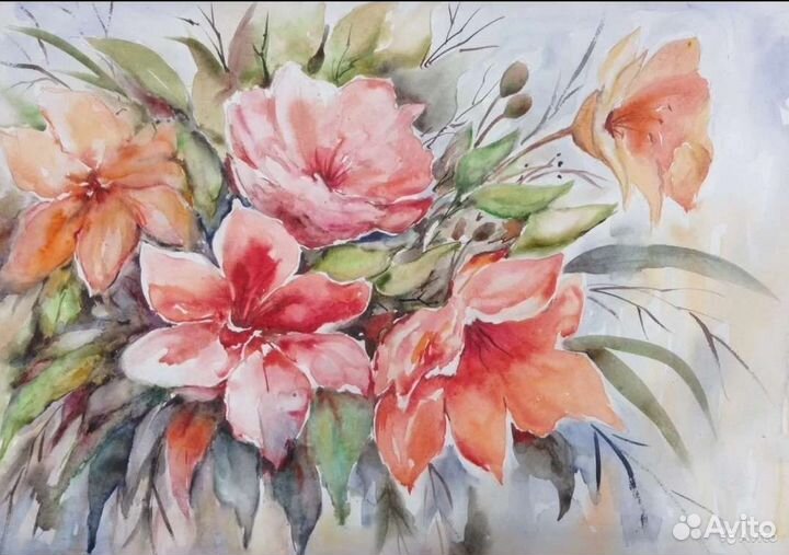 Картины акварелью 40х60 интерьерные, авт.работы