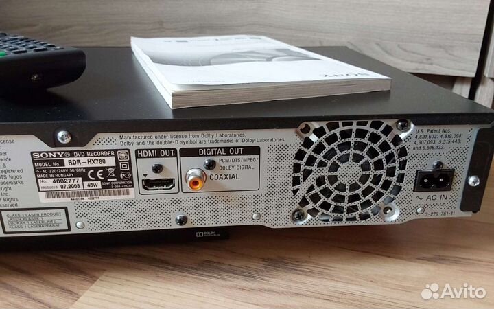DVD recorder sony RDR HX780