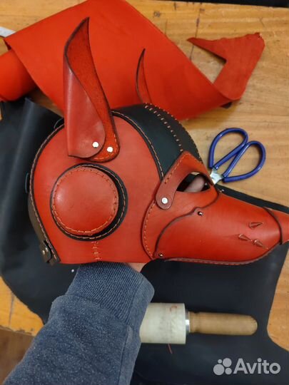 Маска волка из натуральной кожи для корпоратива