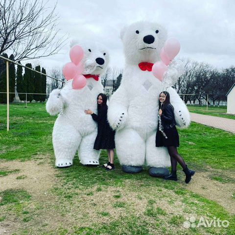 Танцующий белый Мишка/Ростовая кукла/Аниматор