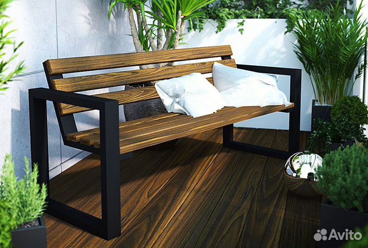 Скамейка лофт для дома, дачи, парка