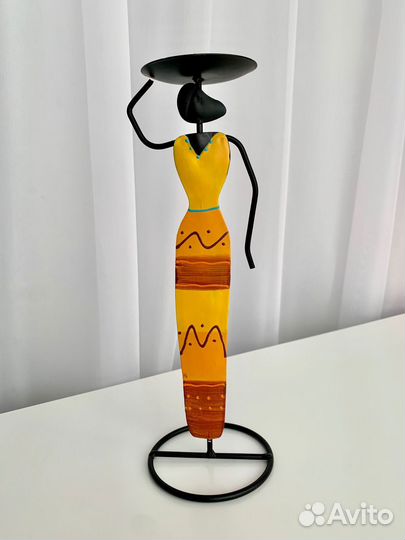 Подсвечник металлический африканка