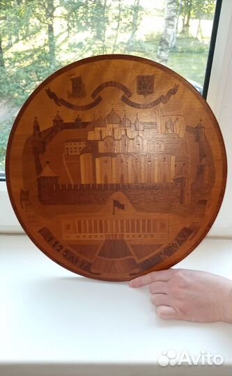 Инкрустация по дереву Новгород 1125 лет Новгороду
