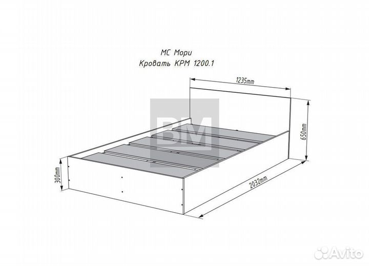 Кровать графит 120х200, полутороспальная