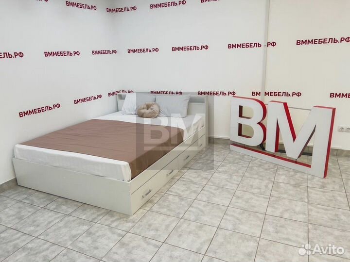 Кровать белая с ящиками 160/200