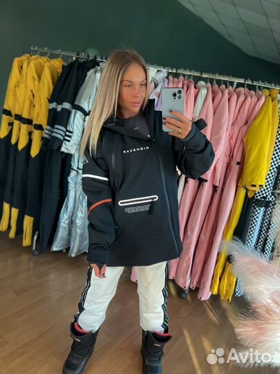 Анорак горнолыжный унисекс с подогревом черный