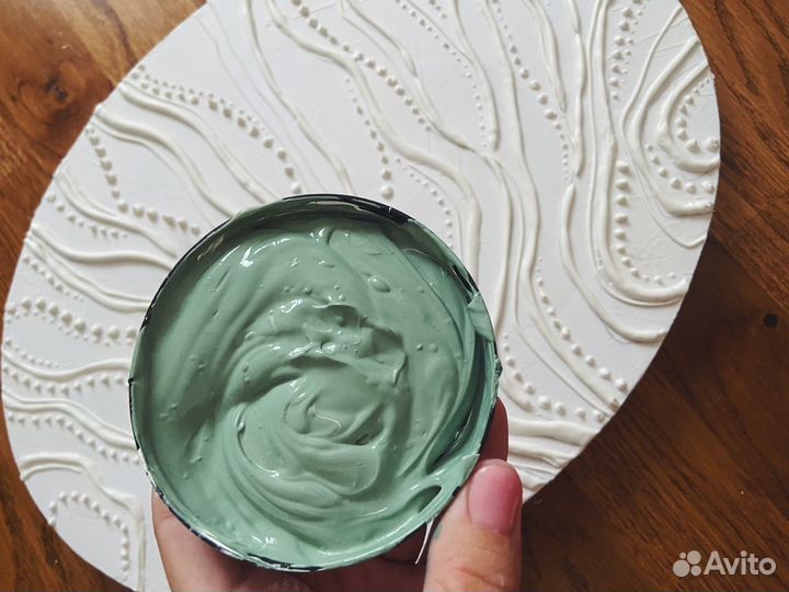 Интерьерная картина овальная, абстракция, паста