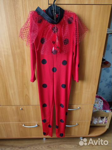 Костюм Леди Баг 130 см (комбинезон, юбка, маска)