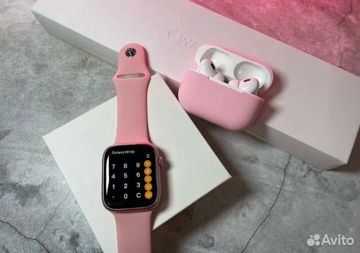 Apple Watch 8 + AirPods Pro 2 (Розовый комплект)