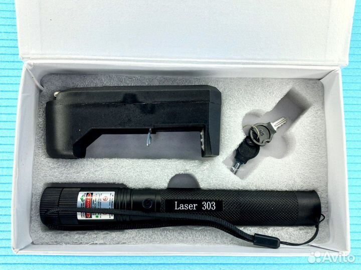 Мощный зелёный лазер +насадка звёздное небо до30км