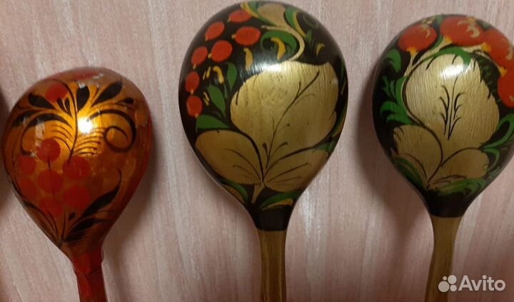 Деревянные ложки хохлома СССР ручная роспись