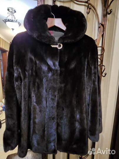 Шуба норковая с капюшоном