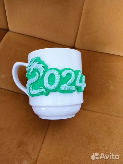 Кружка из полимерной глины 2024 дракон