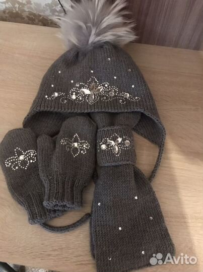 Комплект шапка, шарф,варежки