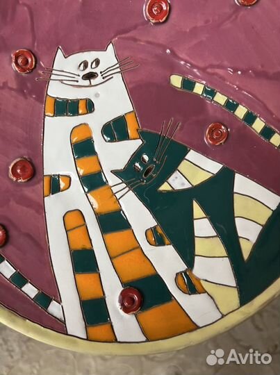 Тарелка декоративная коты/кошки/котики/2 кота