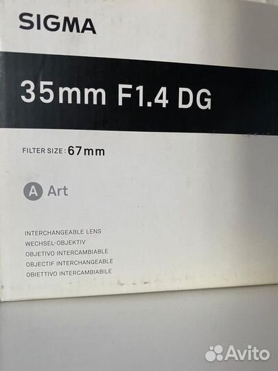 Объектив sigma 35 mm 1.4 DG ART для Canon