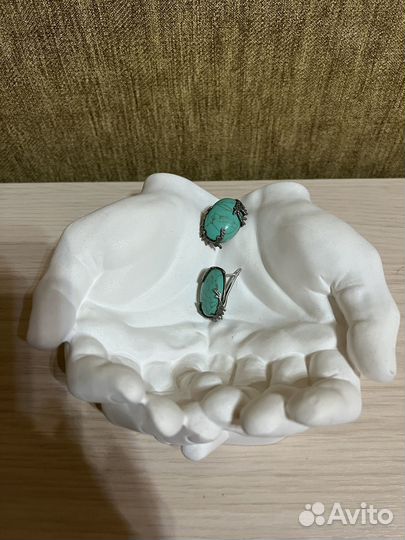 Серебряные серьги с бирюзой