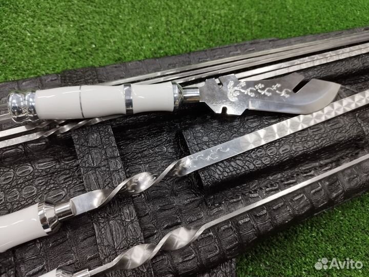 Подарочный комплект шампуров с каменными ручками