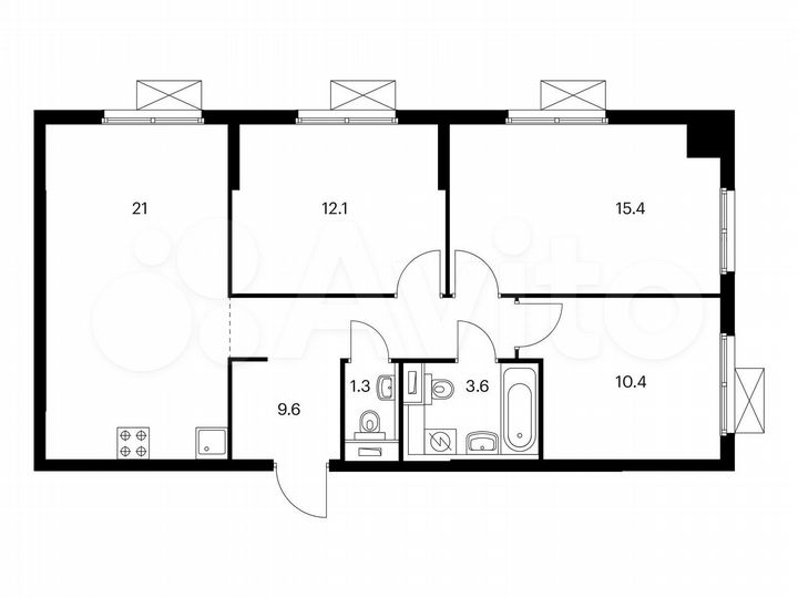 3-к. квартира, 73,4 м², 22/24 эт.