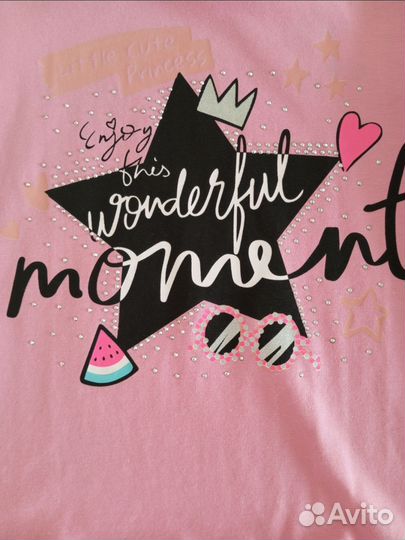 Футболка розовая для девочки 116 рост, новая