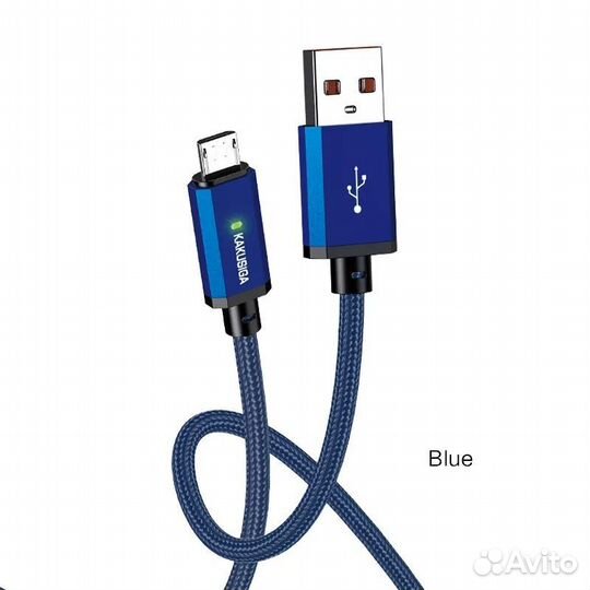 Кабель kakusiga KSC-967 micro USB 2.4A Blue