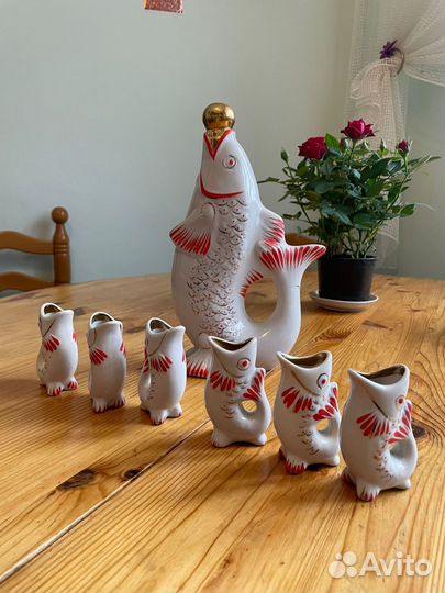 Фарфоровый набор Рыбки - графин и рюмки