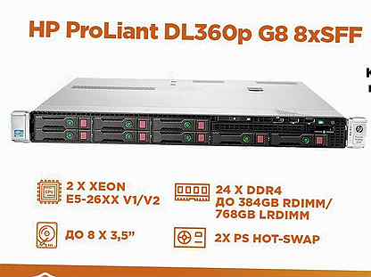 Сервер HP ProLiant DL360p G8 8xSFF