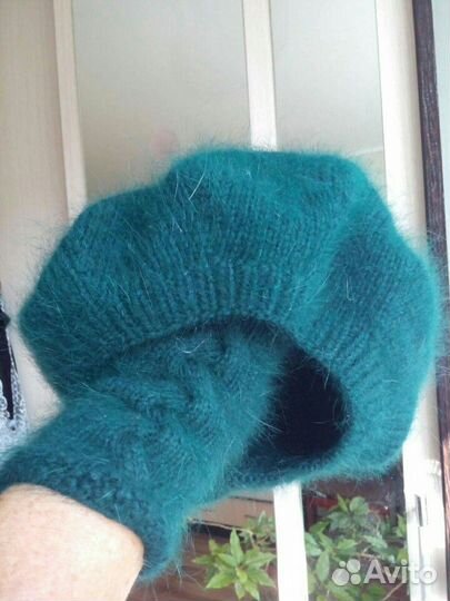 Берет и варежки из пряжи Пух норки на заказ