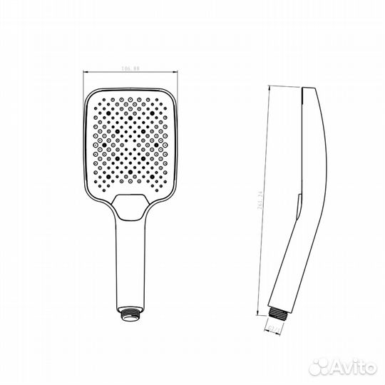 Лейка для душа Raglo R450.52.09, графит