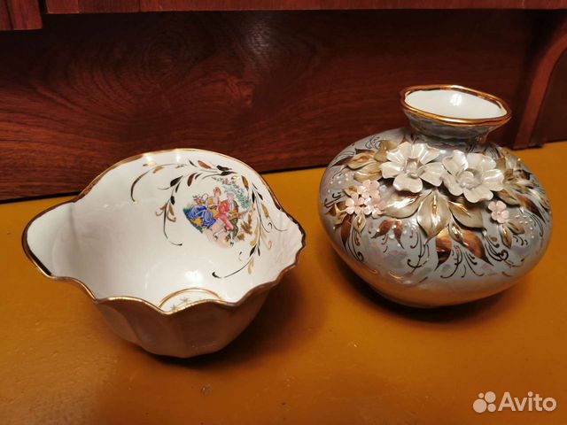 Кисловодский фарфор вазочка и конфетница новые