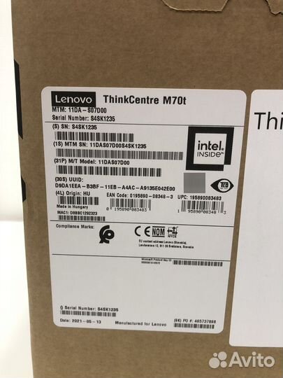 Компьютер lenovo ThinkCdnter M70t